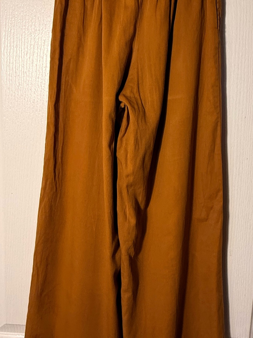 Los Angeles Apparel Wide-Leg Pants in Rust XS Contemporary Business Casual